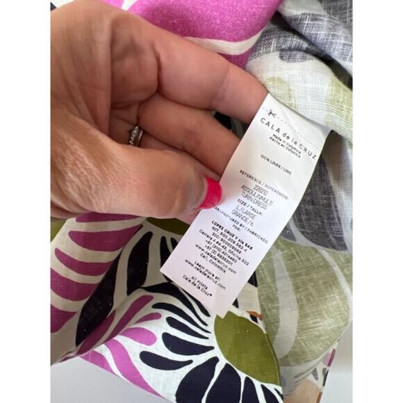 NEW Cala de la Cruz Turin Linen Bell Sleeve Floral Mini Dress Multi Color Size:L - Picture 6 of 8